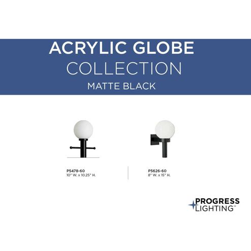 Acrylic Globe 1 Light 10 inch Matte Black Outdoor Post Lantern